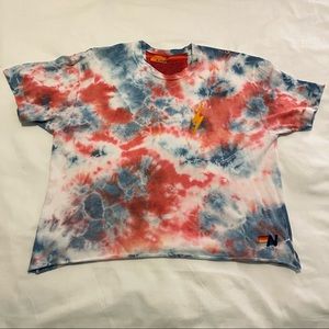Aviator Nation Bolt Embroidery ⚡️ Boyfriend Tee - Tie Dye Red